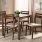Baxton Studio Lovy Modern and Contemporary Beige Fabric Upholstered Dark Walnut-Finished 5-Piece Wood Dining Set | Modishstore | Dining Sets
