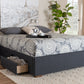 Baxton Studio Leni Modern and Contemporary Dark Grey Fabric Upholstered 4-Drawer King Size Platform Storage Bed Frame | Modishstore | Beds