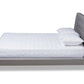baxton studio naya mid century modern grey fabric upholstered queen size wingback platform bed | Modish Furniture Store-3