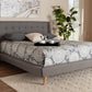 Baxton Studio Naya Mid-Century Modern Grey Fabric Upholstered Queen Size Wingback Platform Bed | Modishstore | Beds