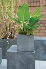 Newport Grey Concrete Cube Planter By Accent Decor- 6 Sizes