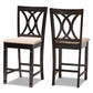 Baxton Studio Reneau Modern and Contemporary Sand Fabric Upholstered Espresso Brown Finished Wood Counter Height Pub Chair Set of 2 | Modishstore | Dining Chairs - 4