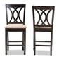 Baxton Studio Reneau Modern and Contemporary Sand Fabric Upholstered Espresso Brown Finished Wood Counter Height Pub Chair Set of 2 | Modishstore | Dining Chairs - 3