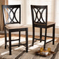 Baxton Studio Reneau Modern and Contemporary Sand Fabric Upholstered Espresso Brown Finished Wood Counter Height Pub Chair Set of 2 | Modishstore | Dining Chairs