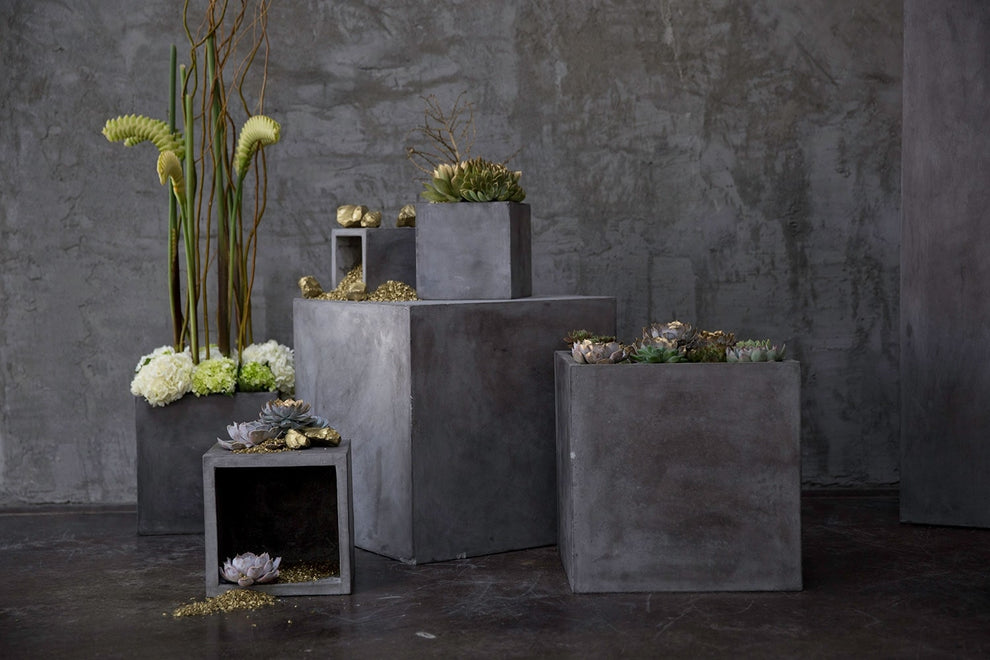 Newport Grey Concrete Cube Planter By Accent Decor- 6 Sizes | Planters, Troughs & Cachepots | Modishstore - 17