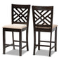Baxton Studio Caron Modern and Contemporary Sand Fabric Upholstered Espresso Brown Finished Wood Counter Height Pub Chair Set of 2 | Modishstore | Dining Chairs - 4