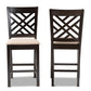 Baxton Studio Caron Modern and Contemporary Sand Fabric Upholstered Espresso Brown Finished Wood Counter Height Pub Chair Set of 2 | Modishstore | Dining Chairs - 3