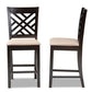 Baxton Studio Caron Modern and Contemporary Sand Fabric Upholstered Espresso Brown Finished Wood Counter Height Pub Chair Set of 2 | Modishstore | Dining Chairs - 2