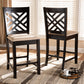 Baxton Studio Caron Modern and Contemporary Sand Fabric Upholstered Espresso Brown Finished Wood Counter Height Pub Chair Set of 2 | Modishstore | Dining Chairs