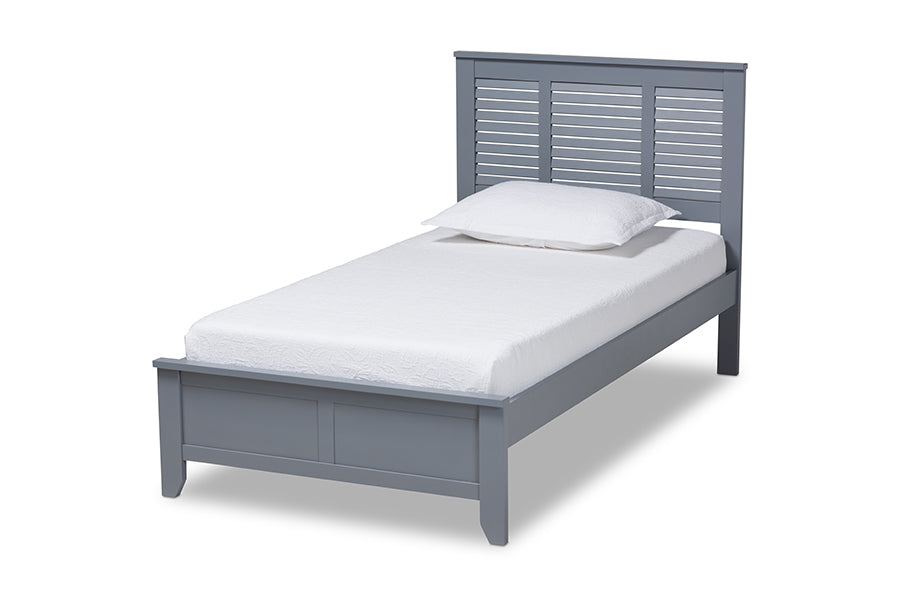 baxton studio adela modern and contemporary grey finished wood twin size platform bed | Modish Furniture Store-2