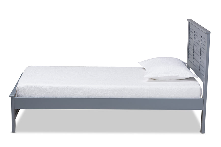 baxton studio adela modern and contemporary grey finished wood twin size platform bed | Modish Furniture Store-3