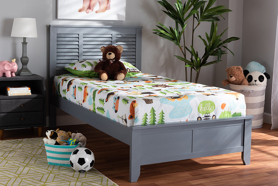Baxton Studio Adela Modern and Contemporary Grey Finished Wood Twin Size Platform Bed | Modishstore | Beds
