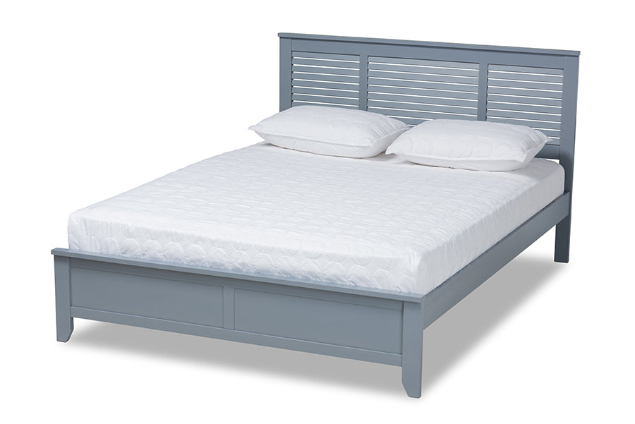 baxton studio adela modern and contemporary grey finished wood queen size platform bed | Modish Furniture Store-2