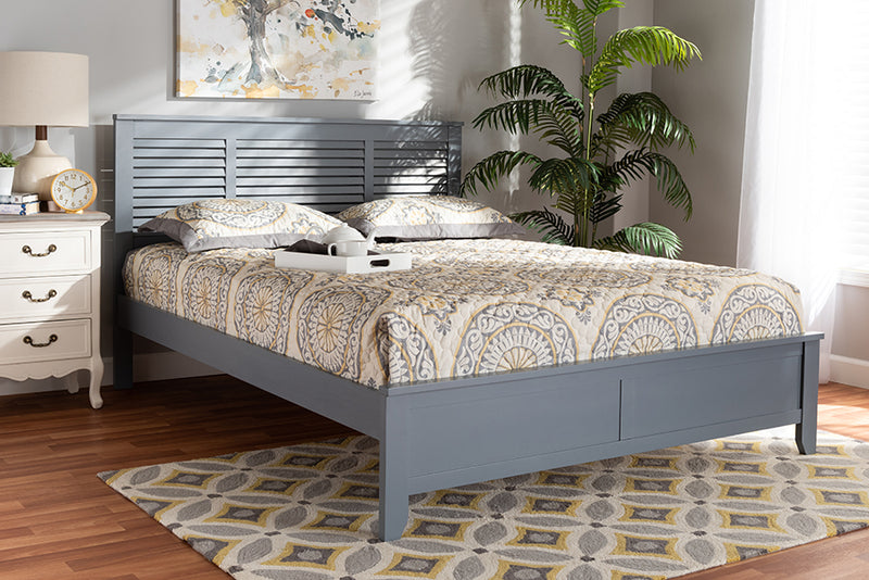 Baxton Studio Adela Modern and Contemporary Grey Finished Wood Queen Size Platform Bed | Modishstore | Beds