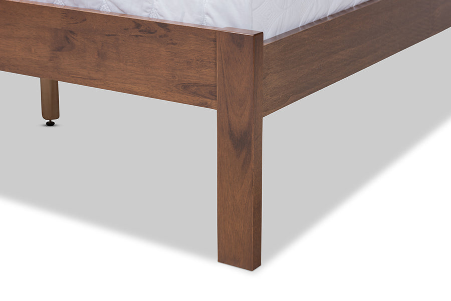 Baxton Studio Malene Mid-Century Modern Walnut Finished Wood Queen Size Platform Bed | Beds | Modishstore - 4