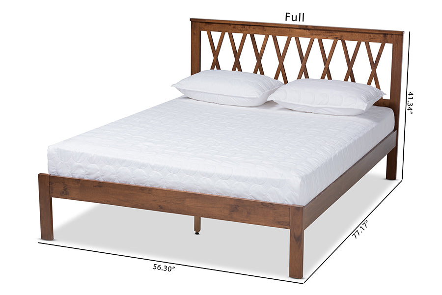 Baxton Studio Malene Mid-Century Modern Walnut Finished Wood Queen Size Platform Bed | Beds | Modishstore - 6