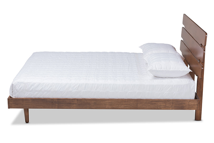 baxton studio anzia mid century modern walnut finished wood queen size platform bed | Modish Furniture Store-3