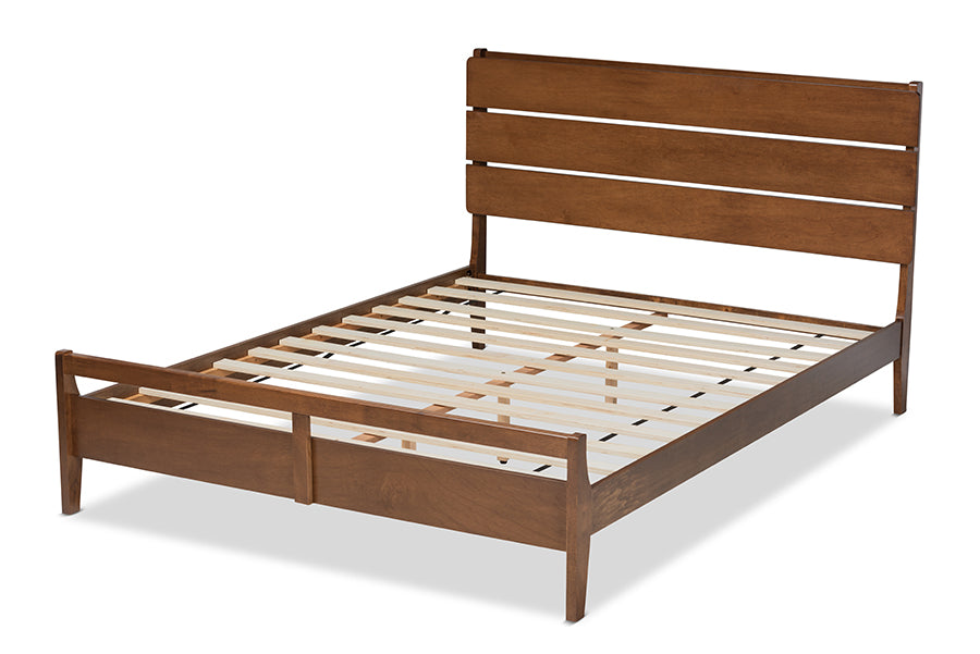 Baxton Studio Avena Mid-Century Modern Walnut Finished Wood Queen Size Platform bed | Beds | Modishstore - 7