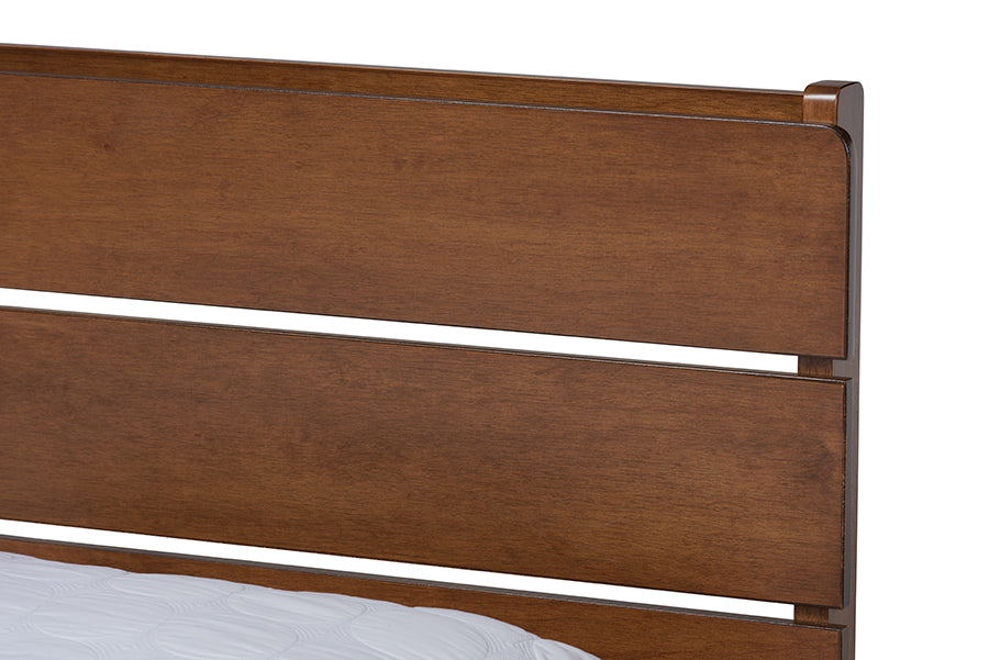 Baxton Studio Avena Mid-Century Modern Walnut Finished Wood Queen Size Platform bed | Beds | Modishstore - 6