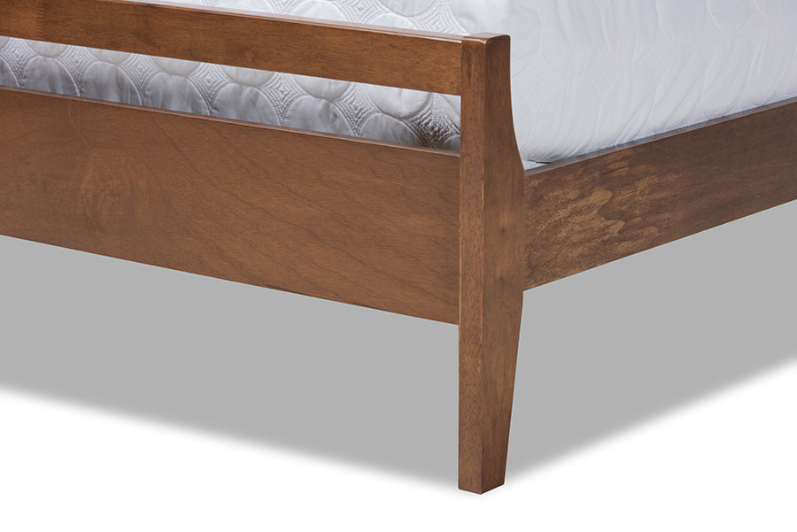 Baxton Studio Avena Mid-Century Modern Walnut Finished Wood Queen Size Platform bed | Beds | Modishstore - 5