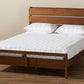 Baxton Studio Avena Mid-Century Modern Walnut Finished Wood Queen Size Platform bed | Beds | Modishstore - 3