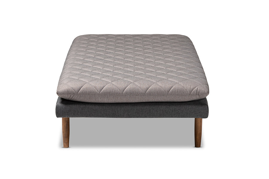 Baxton Studio Marit Mid-Century Modern Two-Tone Grey Fabric Upholstered Walnut Finished Wood Daybed | Daybeds | Modishstore - 2
