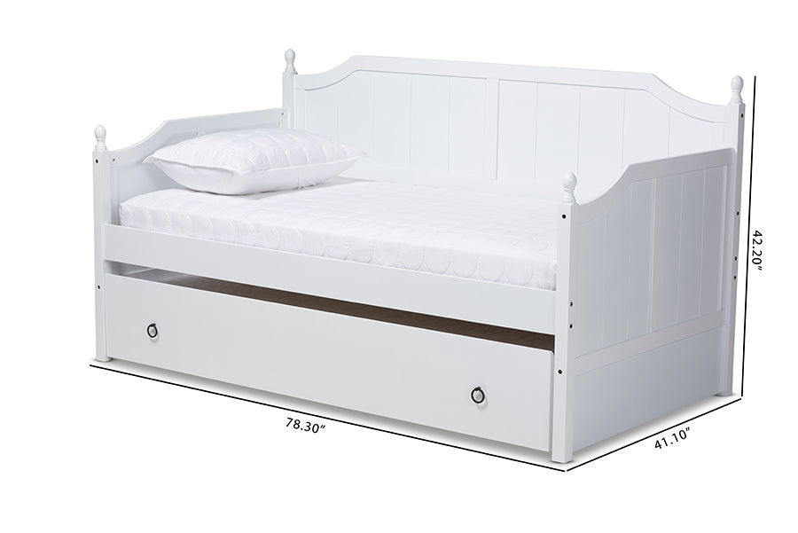Baxton Studio Millie Cottage Farmhouse Grey Finished Wood Twin Size Daybed with Trundle | Daybeds | Modishstore - 11