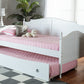 Baxton Studio Mara Cottage Farmhouse White Finished Wood Twin Size Daybed with Roll-Out Trundle Bed | Modishstore | Beds