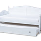 baxton studio mara cottage farmhouse white finished wood twin size daybed with roll out trundle bed | Modish Furniture Store-3