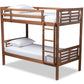 baxton studio liam modern and contemporary walnut brown finished wood twin size bunk bed | Modish Furniture Store-2