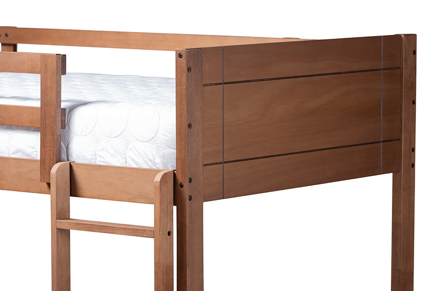 Baxton Studio Elsie Modern and Contemporary Walnut Brown Finished Wood Twin Size Bunk Bed | Beds | Modishstore - 5