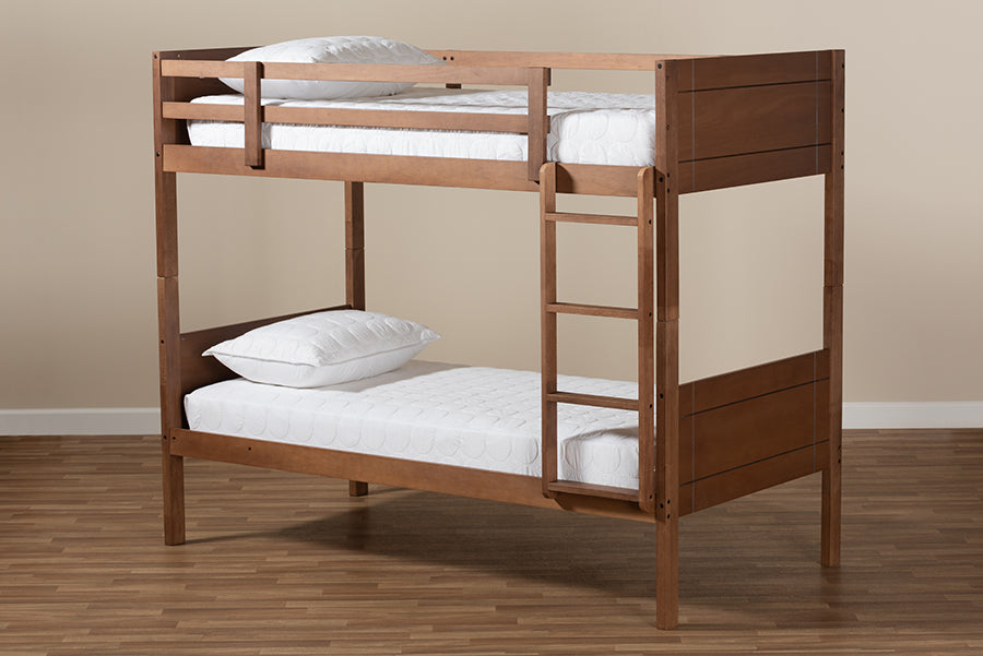 Baxton Studio Elsie Modern and Contemporary Walnut Brown Finished Wood Twin Size Bunk Bed | Beds | Modishstore - 4