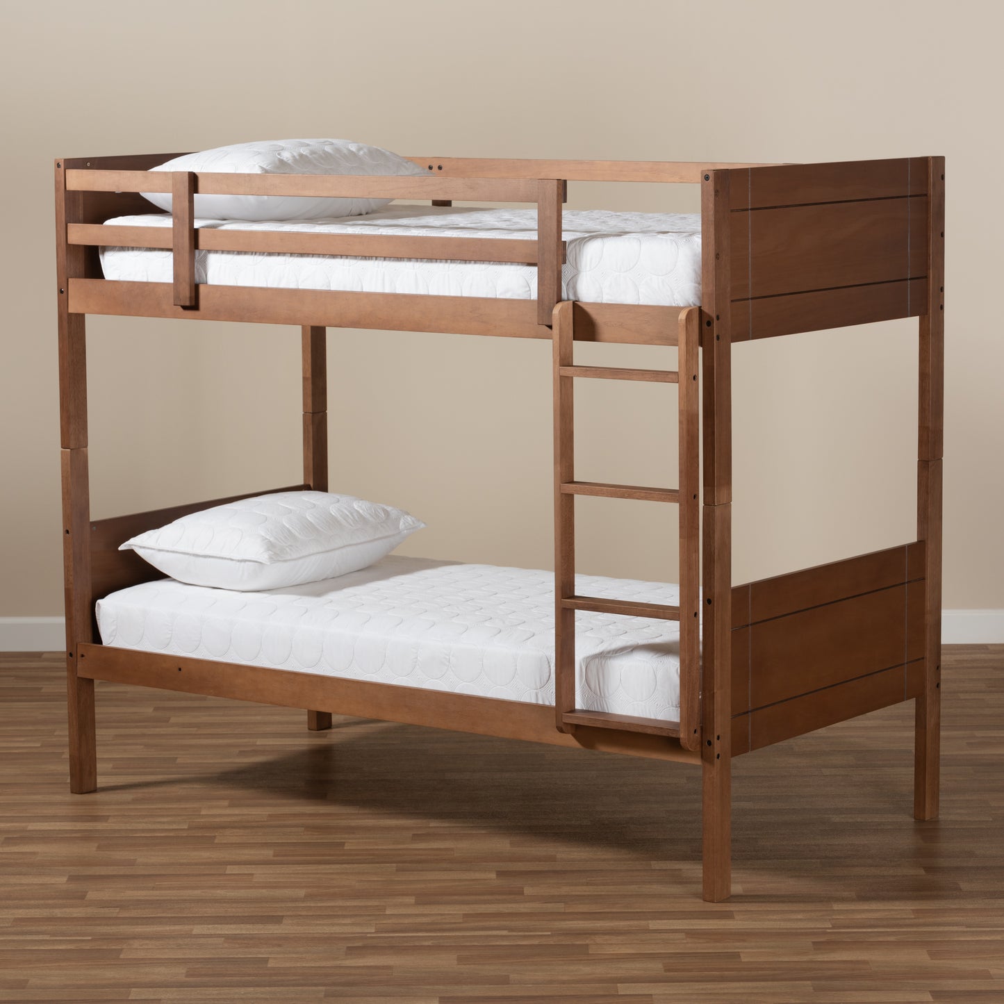 Baxton Studio Elsie Modern and Contemporary Walnut Brown Finished Wood Twin Size Bunk Bed | Beds | Modishstore