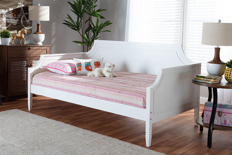 Baxton Studio Mariana Classic and Traditional White Finished Wood Twin Size Daybed | Modishstore | Beds