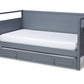 baxton studio cintia cottage farmhouse grey finished wood twin size daybed with trundle | Modish Furniture Store-2