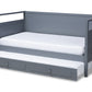 baxton studio cintia cottage farmhouse grey finished wood twin size daybed with trundle | Modish Furniture Store-3