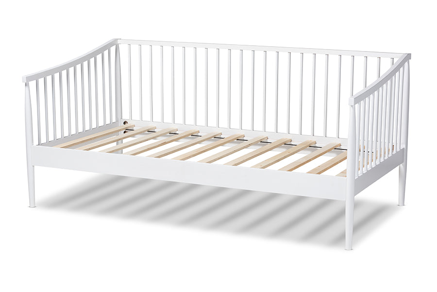 Baxton Studio Renata Classic and Traditional White Finished Wood Twin Size Spindle Daybed | Daybeds | Modishstore - 7