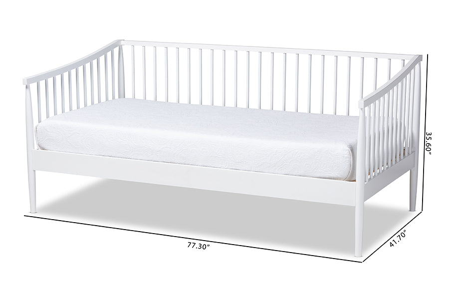 Baxton Studio Renata Classic and Traditional White Finished Wood Twin Size Spindle Daybed | Daybeds | Modishstore - 6