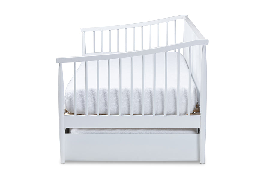 Baxton Studio Renata Classic and Traditional White Finished Wood Twin Size Spindle Daybed with Trundle | Daybeds | Modishstore - 4