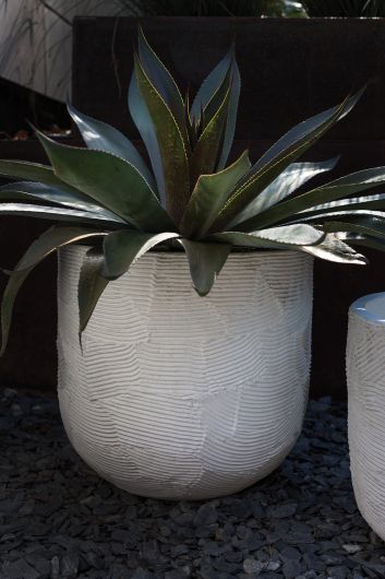 Greta White Concrete Textured Pot By Accent Decor | Planters, Troughs & Cachepots | Modishstore - 1
