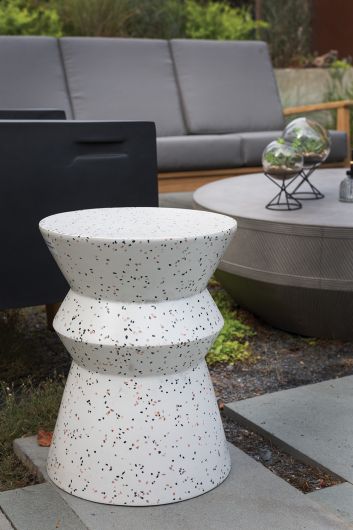 SAVANA Terrazzo Round Top Stone Stool By Accent Decor | Outdoor Stools & Benches | Modishstore - 1