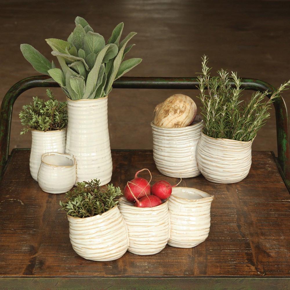 HomArt Bower Clustered Ceramic Vase - Fancy White - Set of 4 | Modishstore | Vases