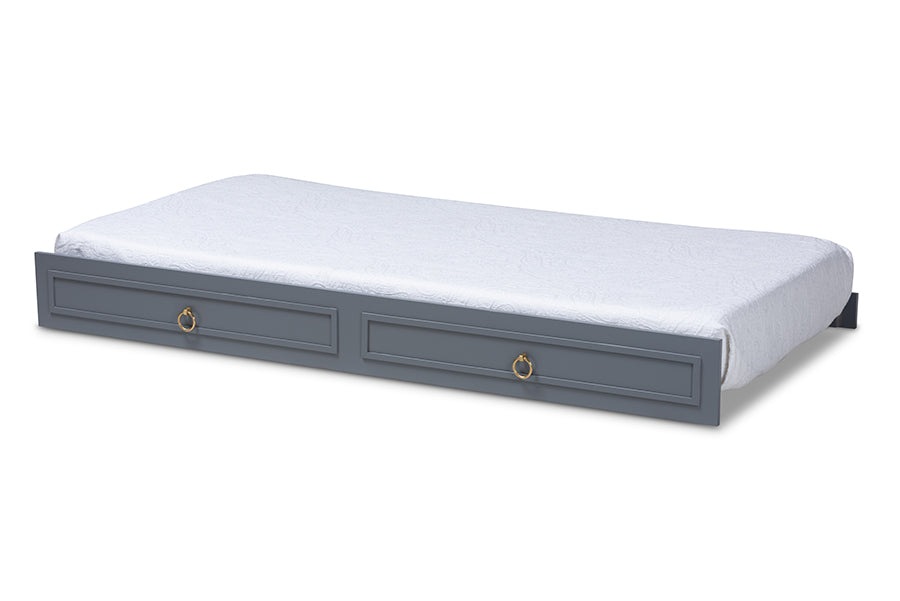 baxton studio mariana classic and traditional grey finished wood twin size trundle | Modish Furniture Store-2