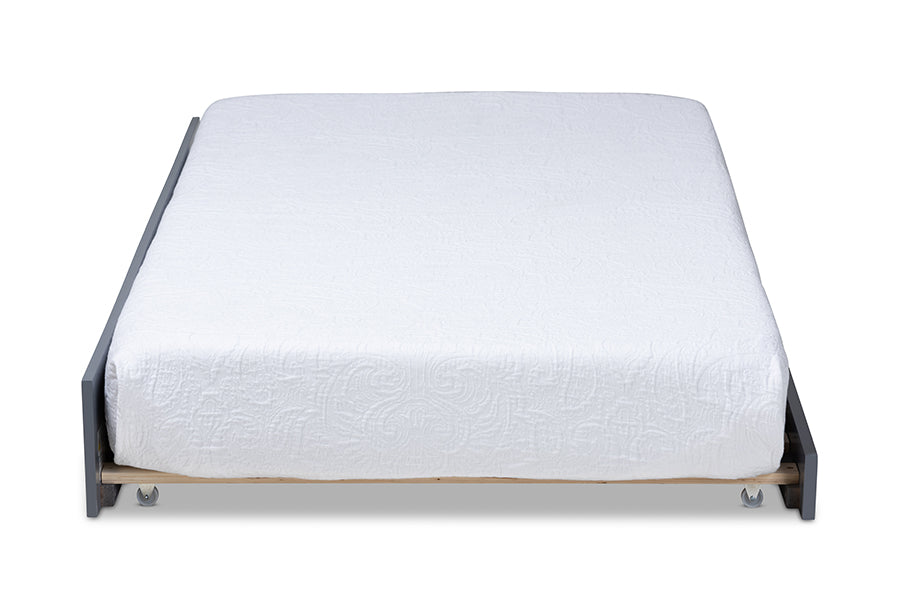 baxton studio mariana classic and traditional grey finished wood twin size trundle | Modish Furniture Store-3