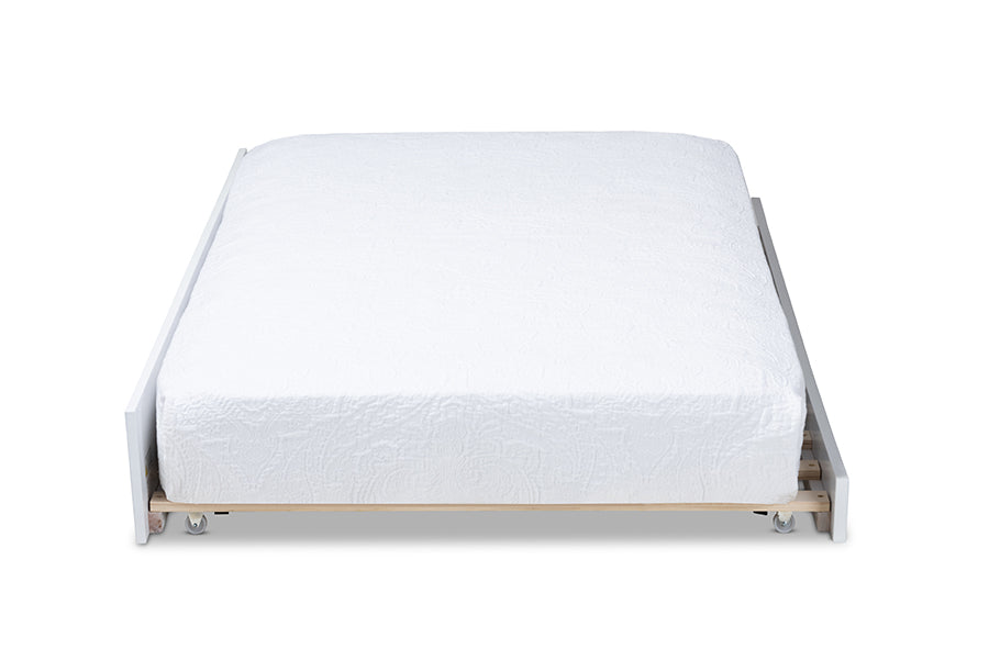 Baxton Studio Cintia Cottage Farmhouse White Finished Wood Twin Size Trundle | Beds | Modishstore - 4