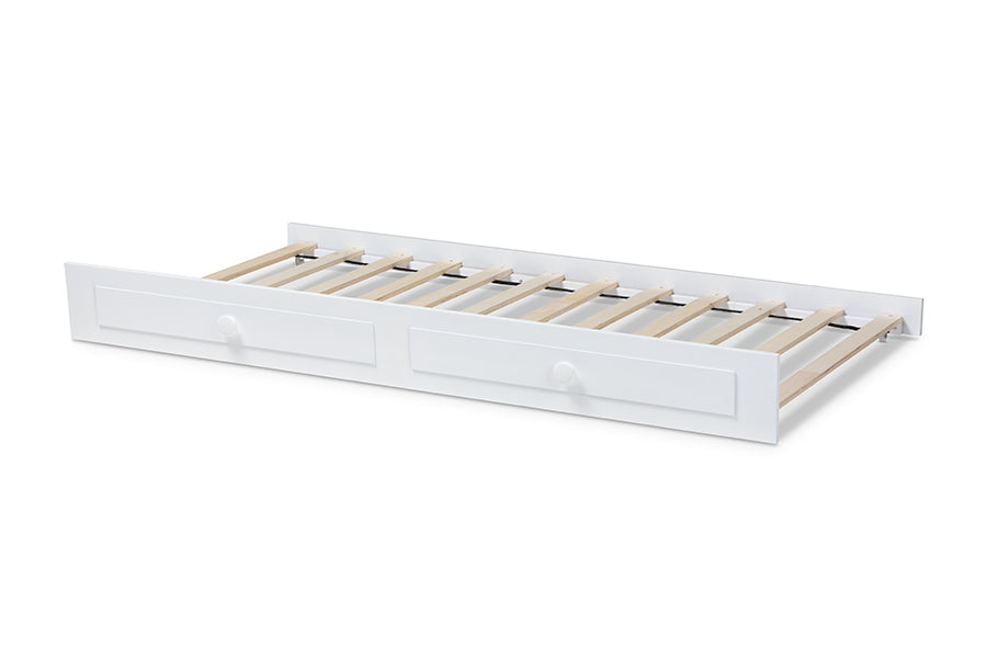 Baxton Studio Cintia Cottage Farmhouse White Finished Wood Twin Size Trundle | Beds | Modishstore - 6