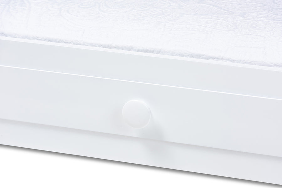 Baxton Studio Cintia Cottage Farmhouse White Finished Wood Twin Size Trundle | Beds | Modishstore - 5