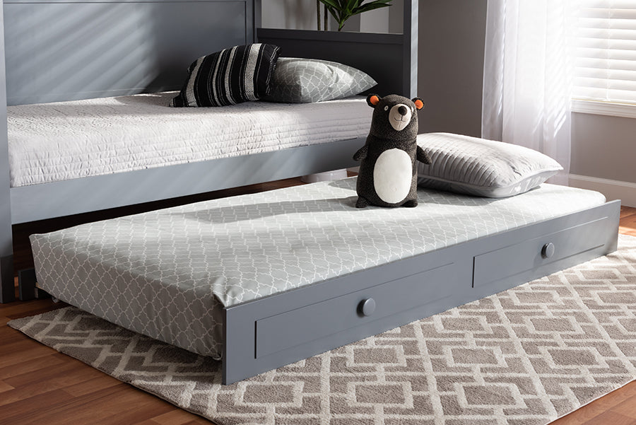 Baxton Studio Cintia Cottage Farmhouse White Finished Wood Twin Size Trundle | Beds | Modishstore - 8