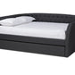 baxton studio delora modern and contemporary dark grey fabric upholstered queen size daybed with roll out trundle bed | Modish Furniture Store-2