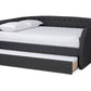 baxton studio delora modern and contemporary dark grey fabric upholstered queen size daybed with roll out trundle bed | Modish Furniture Store-3